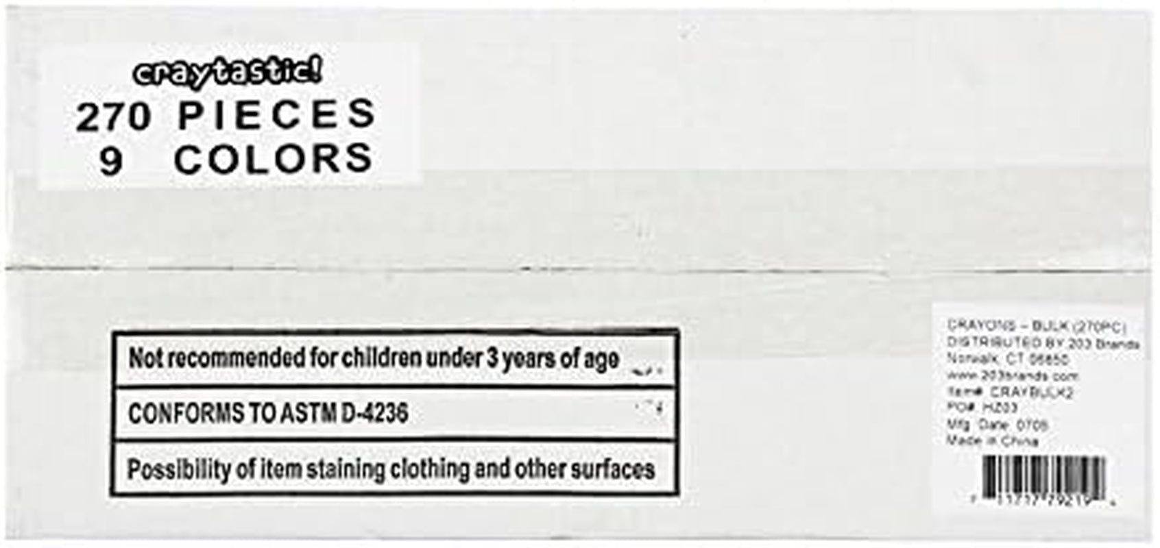 Bulk Unwrapped Crayons Case of 270 (9 Colors, Wax) for Crafting, Parties, Kids | Paperless Crayons with No Paper Wrapper | Safety Tested Compliant with ASTM D-4236
