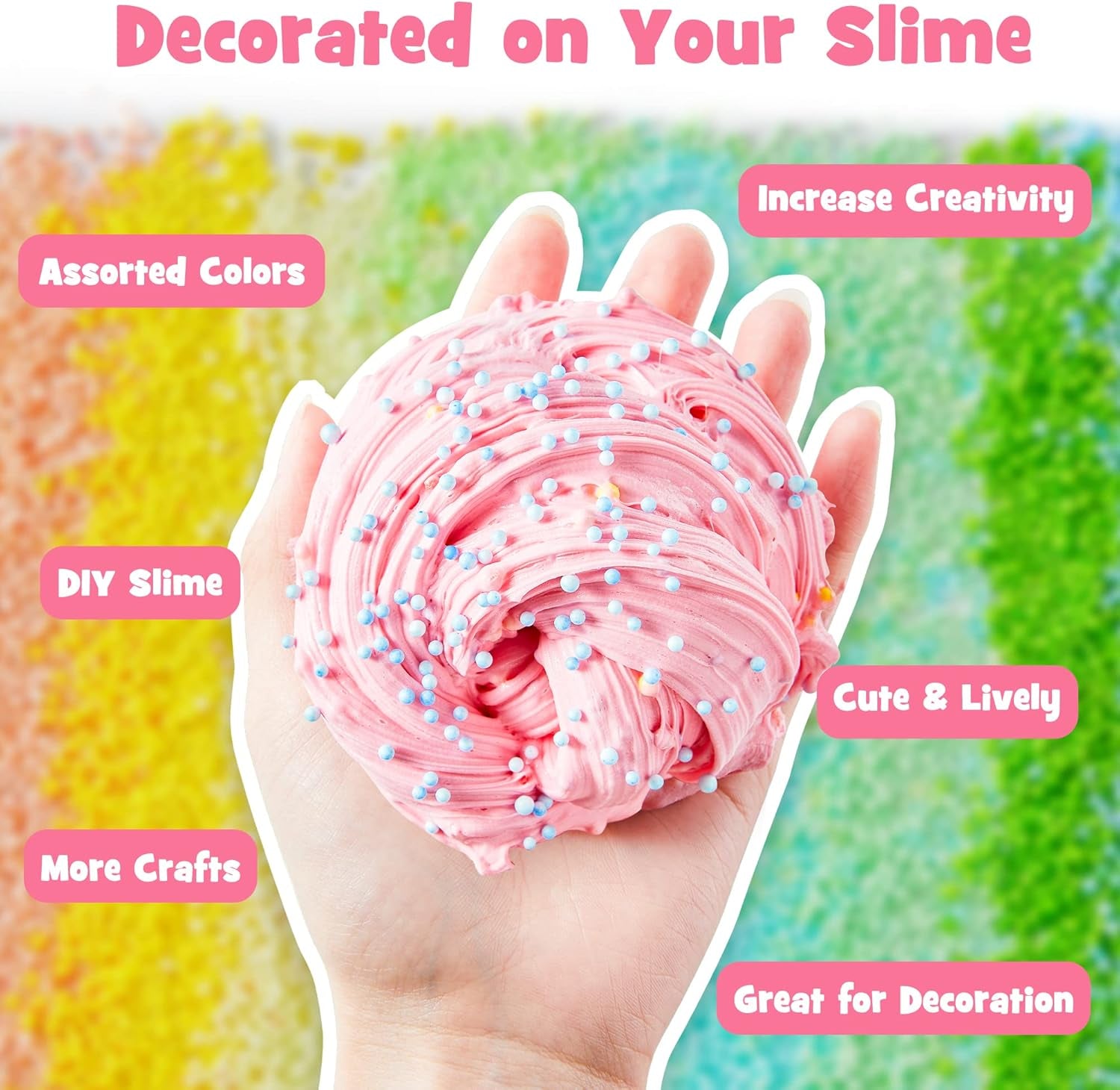 Pastel Foam Balls for Slime, 18 Pack 0.09-0.14 Inch Balls Mini Small Assorted Beads Homemade Arts DIY Crafts Supplies for Wedding Party Christmas New Year Decoration