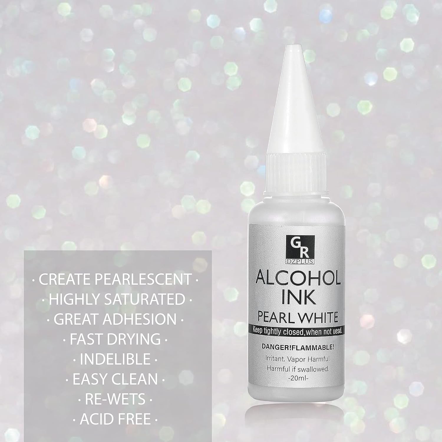 White &Pearl Alcohol Ink Set- 4 Colors for Resin Art | 2X20Ml Pearl White | 2X20Ml Sinking White Alcohol Based Ink