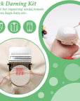 Darning Egg Darning Mushroom for Socks Darner Egg Kit Include 14 Hooks Small Small Weaving Darning Loom 9 Large Eye Needles 50 Colors Darning Thread for DIY Handicraft Home Sewing Care
