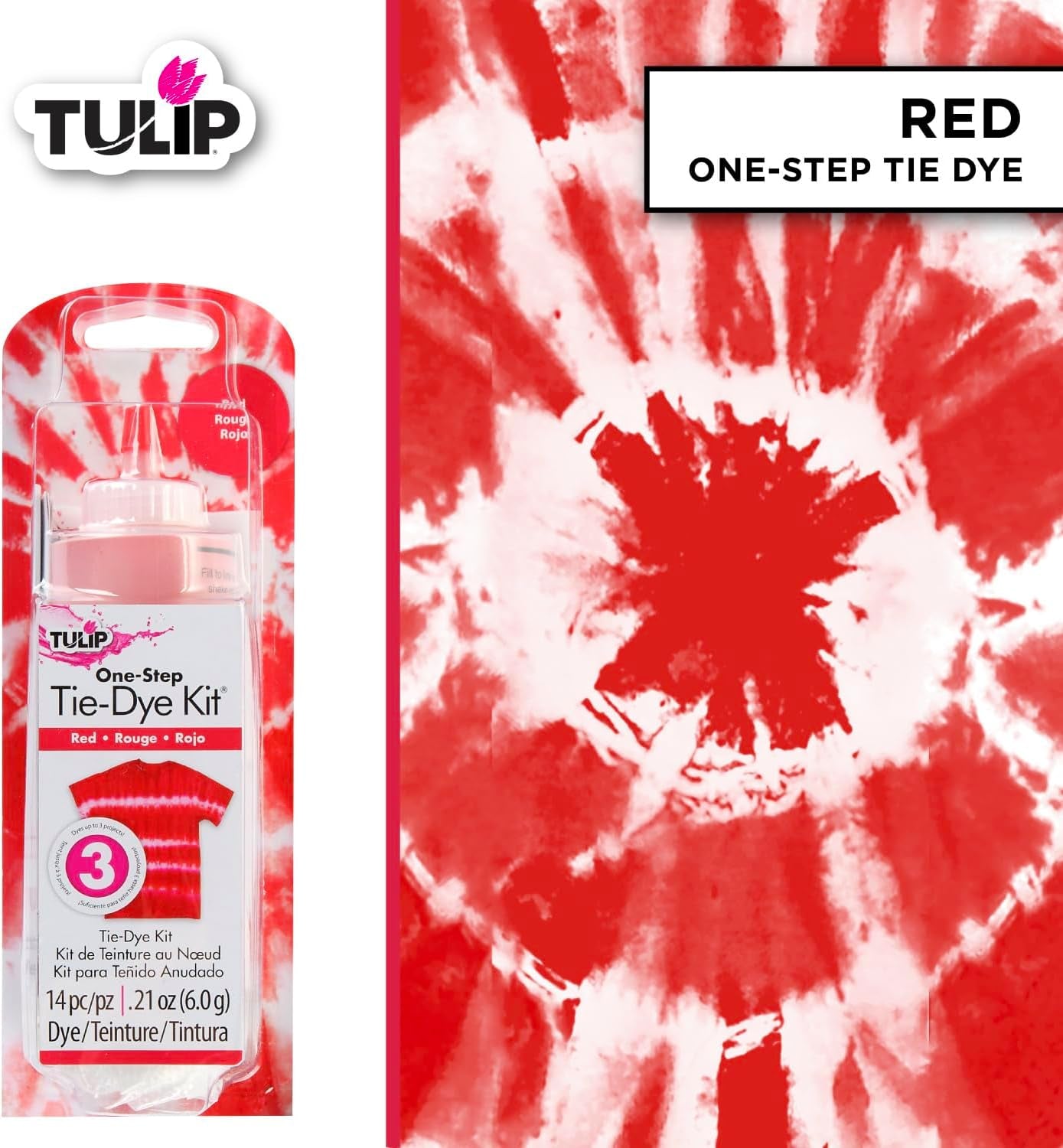 One-Step Tie-Dye Kit  Fabric Dye Open Stock 21543 Fdy Opstk Red 3/36, as Detailed