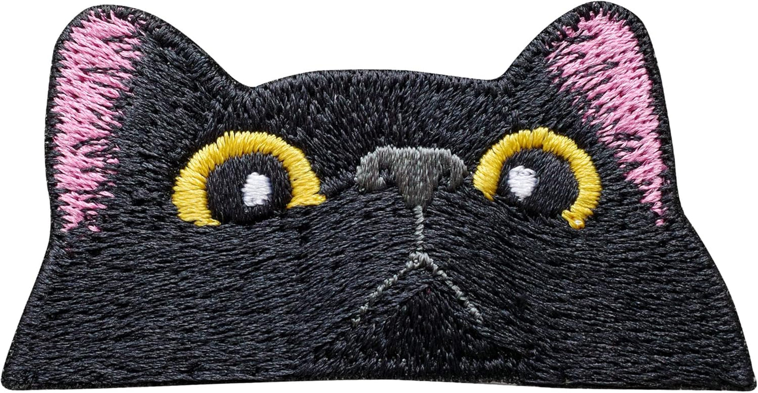 Black Cat Face Iron on Patches for Clothing Embroidered Applique Patch Badge Sew on Cry Cat Emblem DIY Craft (Cry Cat)