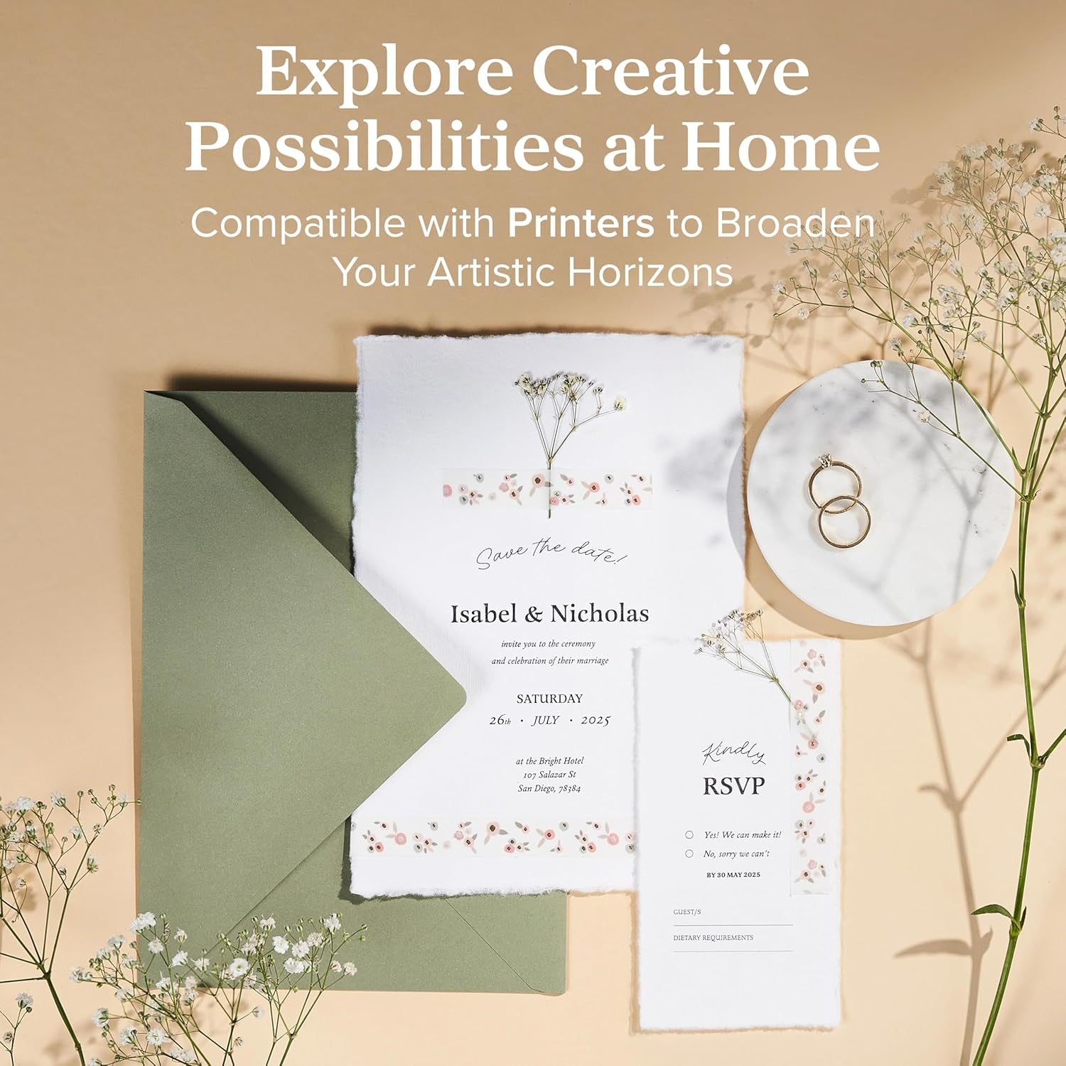 Handmade Deckle Edge Paper - A5-5.8 X 8.3 - Great for Paint, Greeting Cards, Invitations, Printer, Watercolor, Writing - 150Gsm Textured Paper with Raw Edge for Art and Crafts