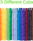 100 Pcs 9 Inch Nylon Coil Zippers Tailor Sewer Bulk for Sewing Crafts 25 Colors
