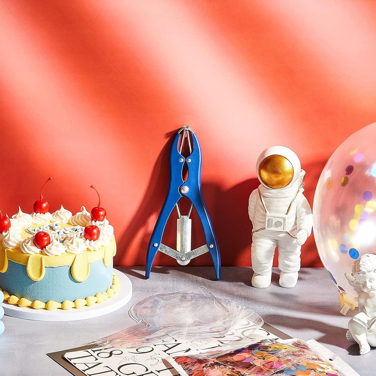 Balloon Expander Pliers Balloon Stuffing Tool Blue Stainless Steel Balloon Stretcher Sequin Filling Pliers for Filling Balloon Sequins Petals Feathers Home Party Activities (Simple Style)