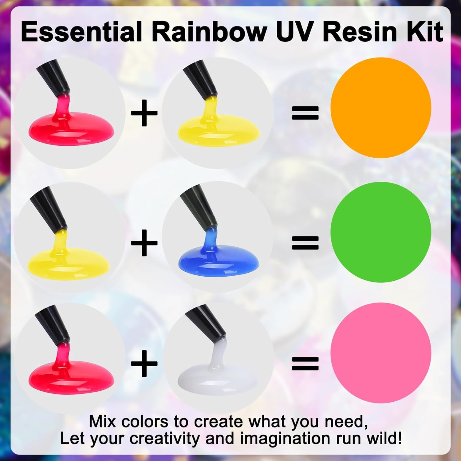 UV Resin, 8 Colors-240G UV Resin Odorless and Hard Rainbow UV Resin Kit for Jewelry Making, Colored Resin Casting and Coating, Crafts and Decoration