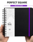 Note Spiral Bound Hardcover Sketchbook – Square Hardbound Sketch Journal - 8X8 Inch Art Book - 120 Pages - Elastic Closure - 180GSM Premium Paper - Ideal for Pencils, Graphite, Charcoal, Pen