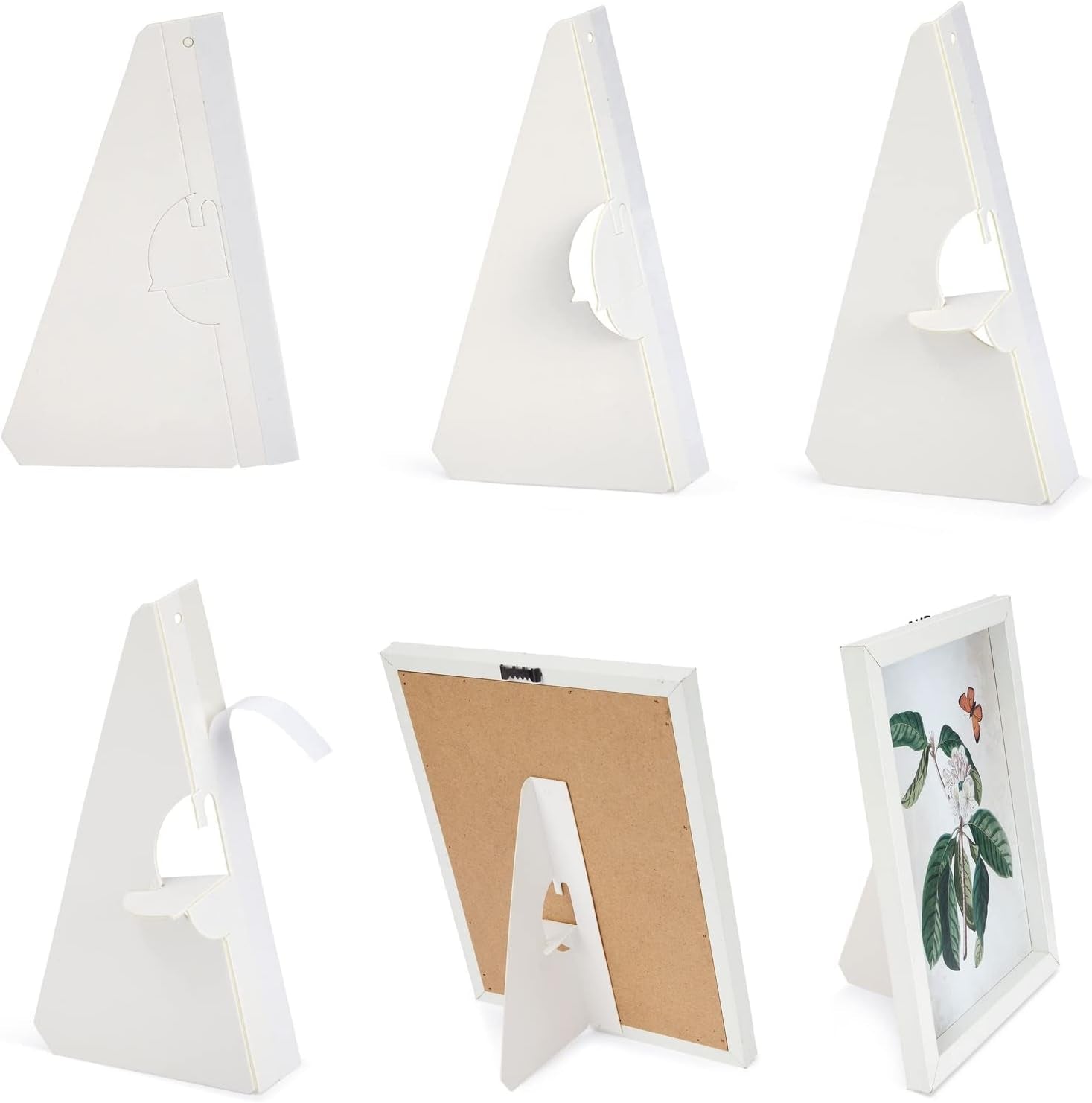 50-Pack Self-Stick 7 in Cardboard Easel Backs, Picture Frame and Art Easel Stand Bulk Pack for Photographs, Artwork, Posters, Signs, and Craft Projects (White)