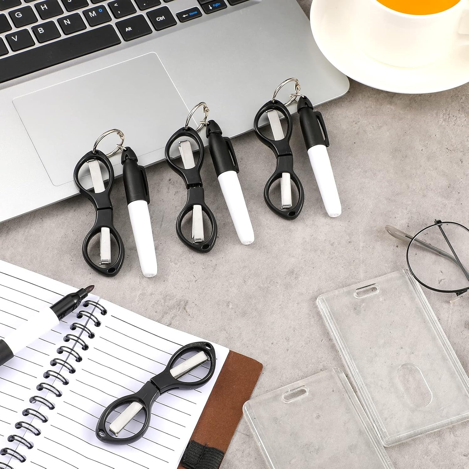 15 Pieces Folding Safety Scissors for Nurse Plastic Handle Mini Folding Scissors Nurse Pen Set Permanent Markers Fine Point Nurse Pen Pack Silver Ring Foldable Keychain Scissors (Assorted Color)