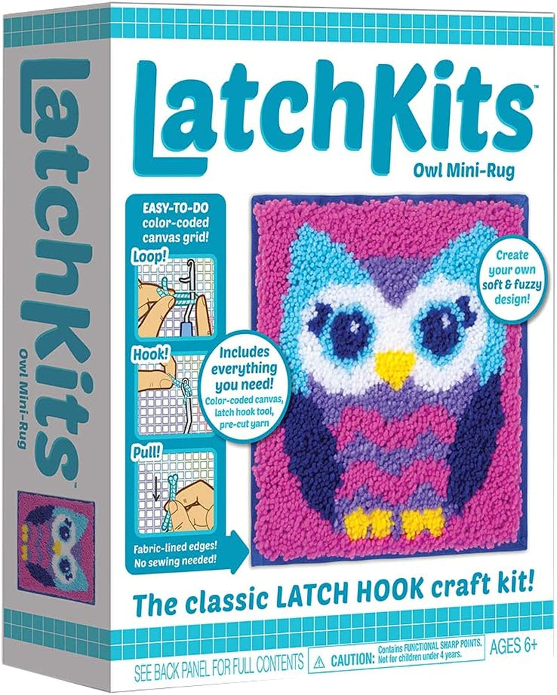 – Owl Latch Hook Kit – Easy-To-Learn Craft Project – No Sewing or Cutting – for Ages 6+