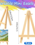 16 Pcs 5 Inch Mini Wood Display Easel, A-Shaped Small Wood Easel for Displaying Small Canvases, DIY Crafts, Photos, Gift, Home Decoration