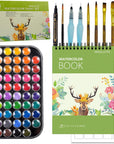 Upgraded 48 Colors Washable Watercolor Paint Set with 3 Brushes and Palette, Non-Toxic Paints Sets for Kids, Adults, Beginners Artists, Make Your Painting Talk…