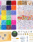 7200 Pcs Clay Beads 2 Boxes Friendship Bracelet Making Kit 24 Colors Letter Beads Flat Disc Heishi Clay Beads for Jewelry Making Preppy Set with Number Beads Glow