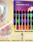 Candle Dye - 24 Colors Liquid Candle Making Dye for DIY Candle Making Supplies Kit, Food Grade Ingredients Oil-Based Candle Coloring for Soy Wax Dyes, Beeswax, Gel Wax, Paraffin Wax - Each 0.35Oz/10Ml