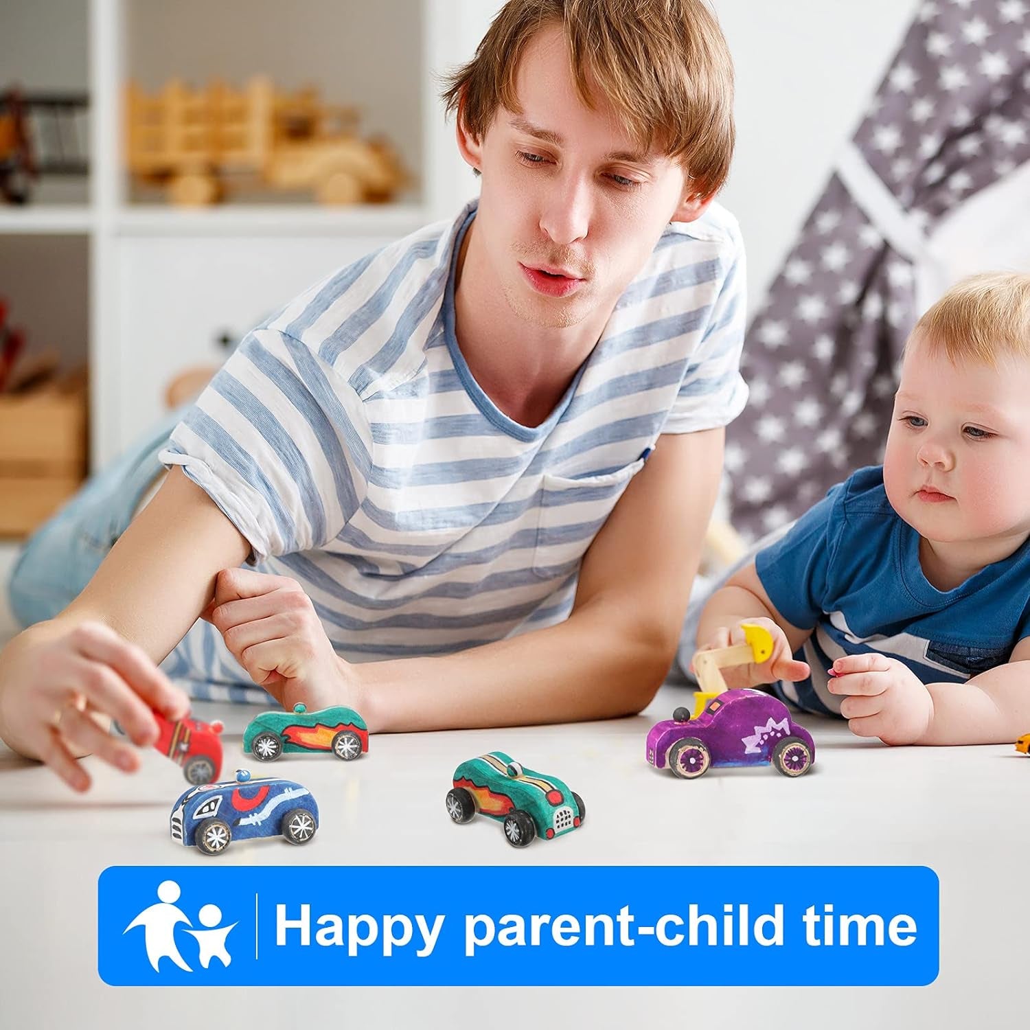 24 Pieces Wood DIY Car Toys Unfinished Wooden Cars Unfinished DIY Car Crafts for Students Home Activities Easy Woodworking and Family Time Set