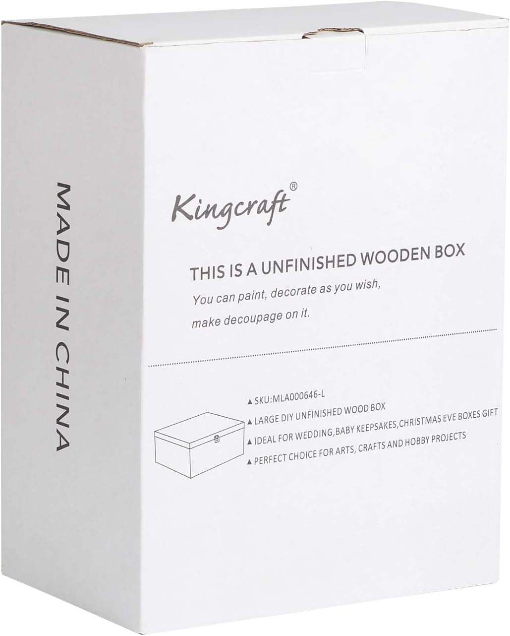 Extra Large Rectangle Unfinished Pine Wood Box Natural DIY Craft with Hinged Lid and Front Clasp for Arts Hobbies and Home Storage-13.8X9.9X6.7 Inches