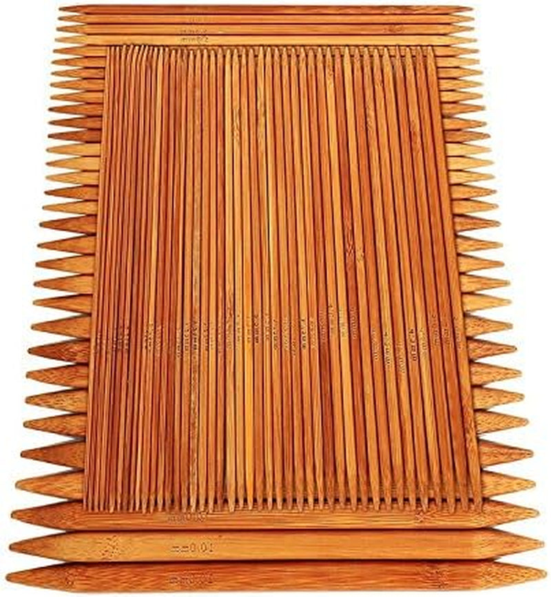 75 Pcs Double Pointed Knitting Needles Set,  Carbonized Bamboo Knitting Needles, Knitting Needle for Handmade Creative DIY - 8'' Length 15 Sizes (2.0Mm -10.0Mm) (5 Needles/Size)