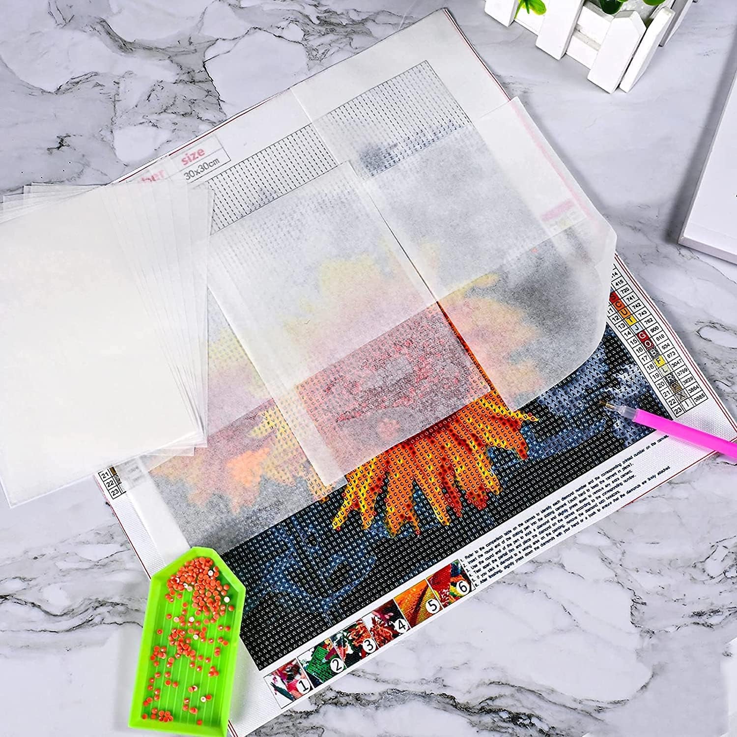 300 Pieces Diamond Painting Release Paper 15 X 15Cm and 15 X 10Cm Non-Stick Silicone Release Paper Double-Sided 5D Diamond Painting Accessories Cover Replacement Paper