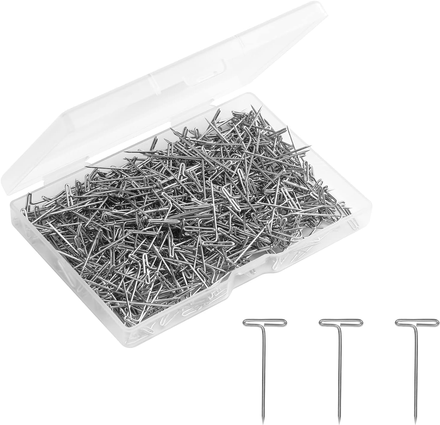 500 Pcs Wig Pins, 1 Inch Jewelry T Pin, Metal Sewing Pins for Wig, Sewing Jewelry Hanging Picture (Silver)