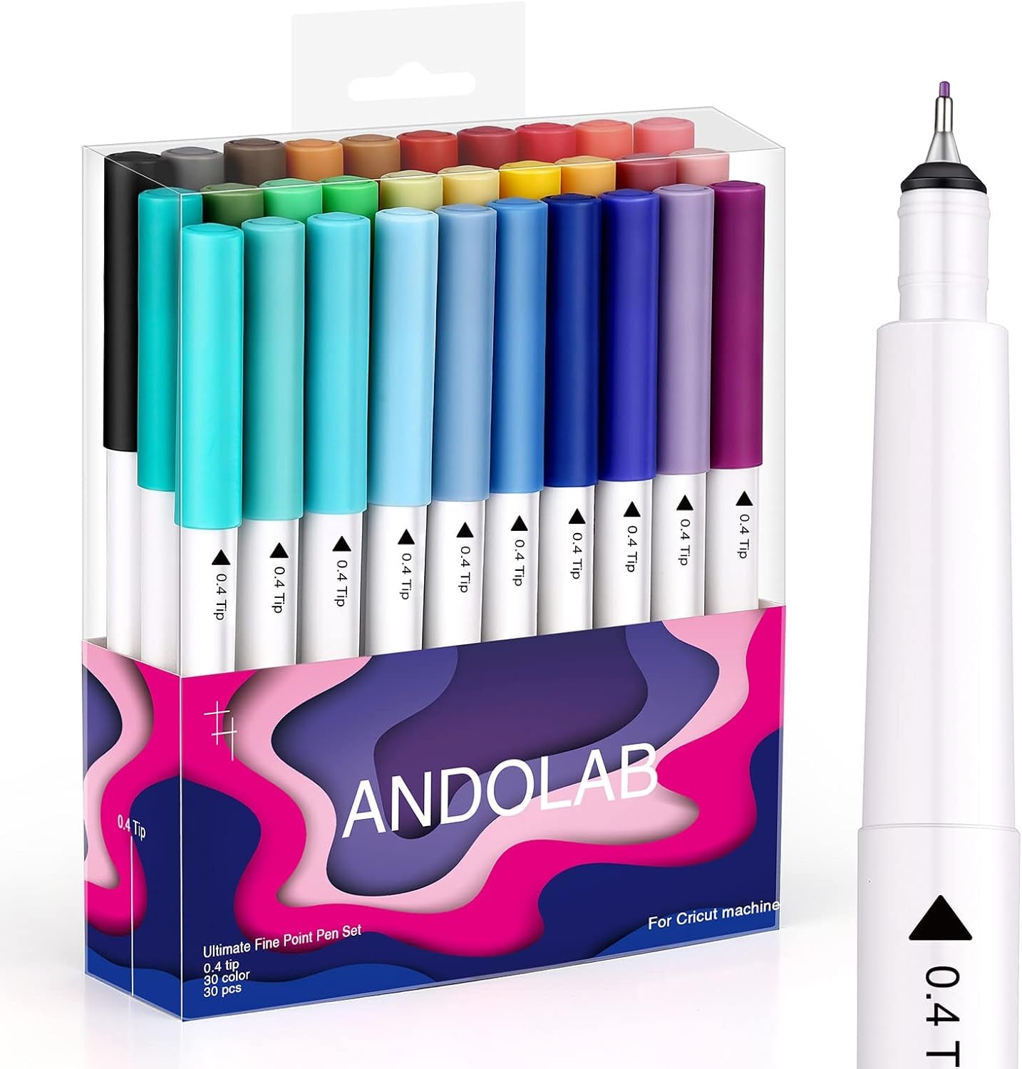 Fine Point Pens for Cricut Maker 3/Maker/Explore 3/Air 2/Air, 0.4 Tip Ultimate Fine Point Pens Set of 30 Pack Supplies Tools Accessories Writing Drawing Pen Compatible with Cricut Machine