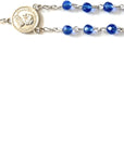Made in Italy Blue Rosary Blessed by Pope Francis Vatican Rome Holy Father Crystal Glass Beads with Silver Toned Base Papal Cross Crucifix Blessing