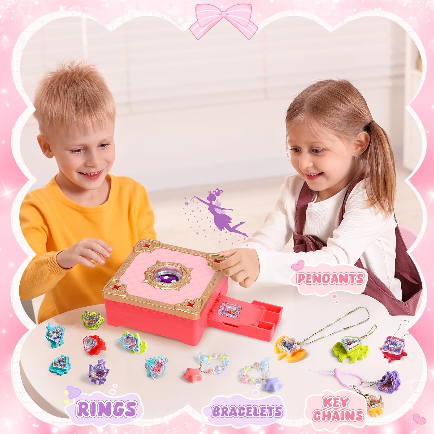 Girl Toys Craft Kit Magic Jewelry Making Kit,Kids DIY Magic Box,3D Magic DIY Kits for Girls 146 Pcs,Little Magic Mixie,Jewelry Craft Kits for Girls Ages 6+,Girls Birthday Gifts