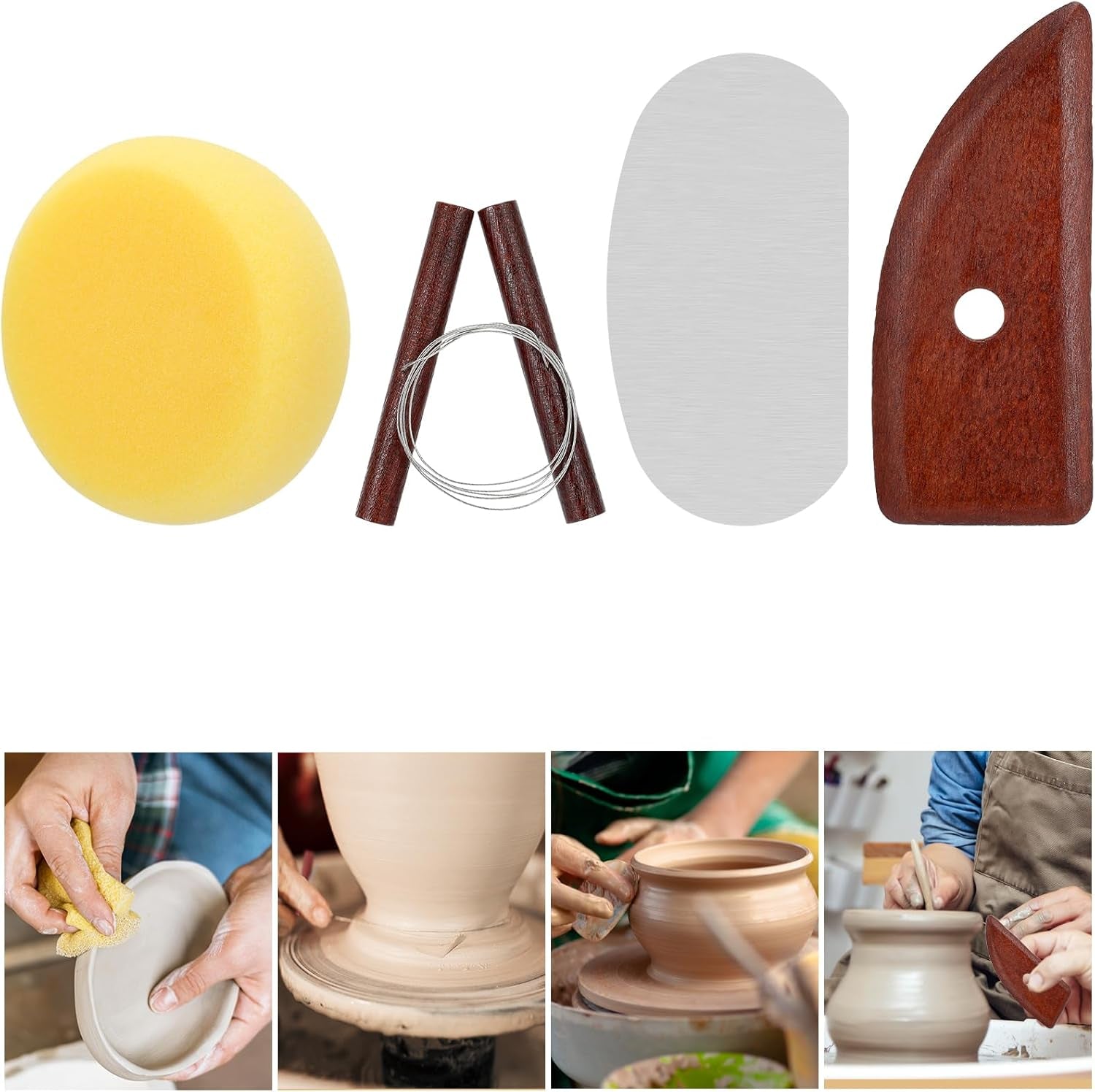 Clay Tools 21 PCS, Pottery Tool Kit Dotting Tools Polymer Clay Tools, Ceramics Tools with Wooden Handle Pottery Tool Bag