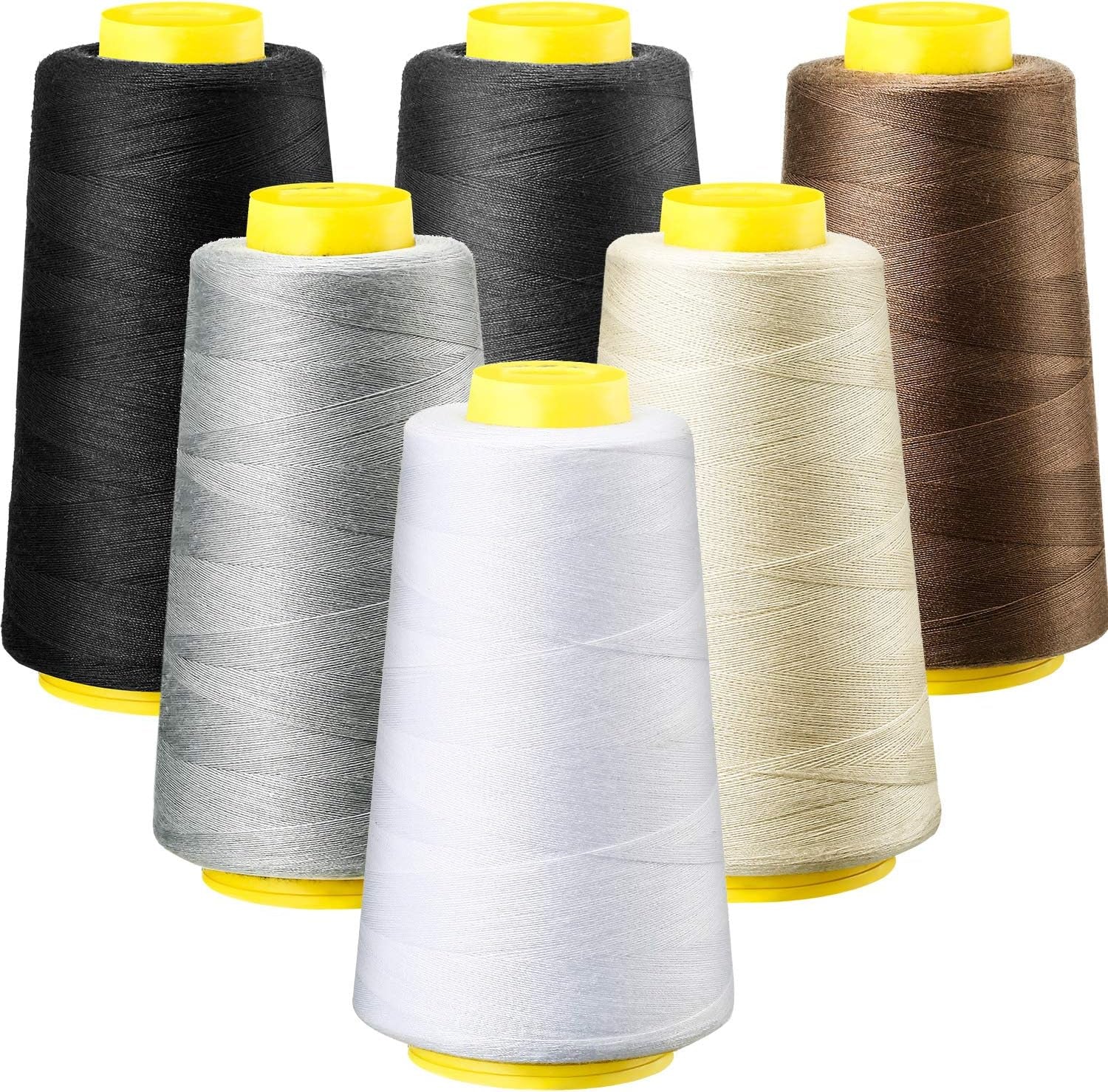 6 Rolls 3000 Yard Each Serger Thread Cones Spool Thread for Sewing Sewing Machine Thread Polyester Thread for Serger Overlock Quilting Sewing Machine