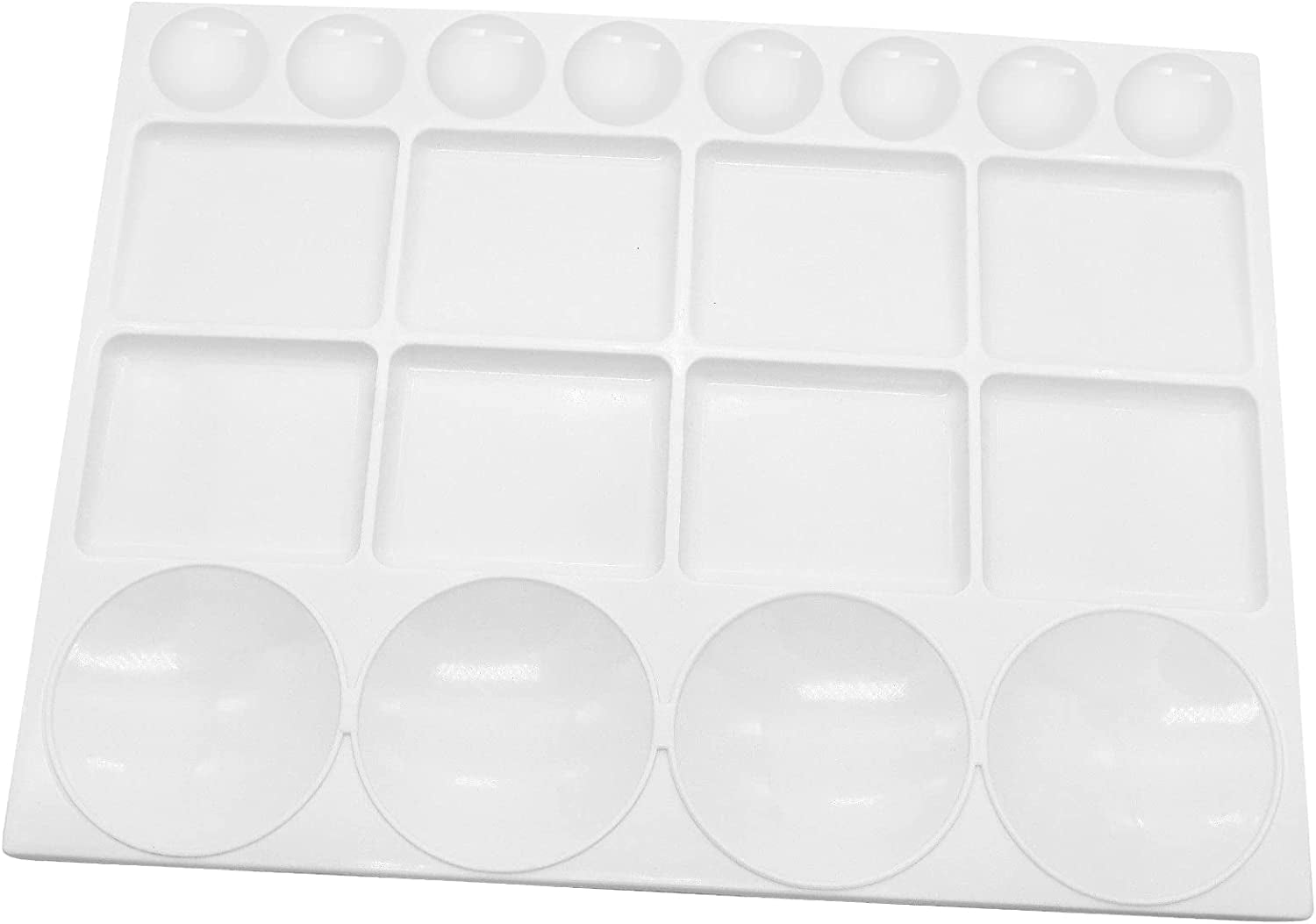 20 Well Watercolor Paint Tray Palette Pallet Acrylic Painting Mixing Plastic Artist Large Square Palette, 13 X 10 Inches, White, 1PCS