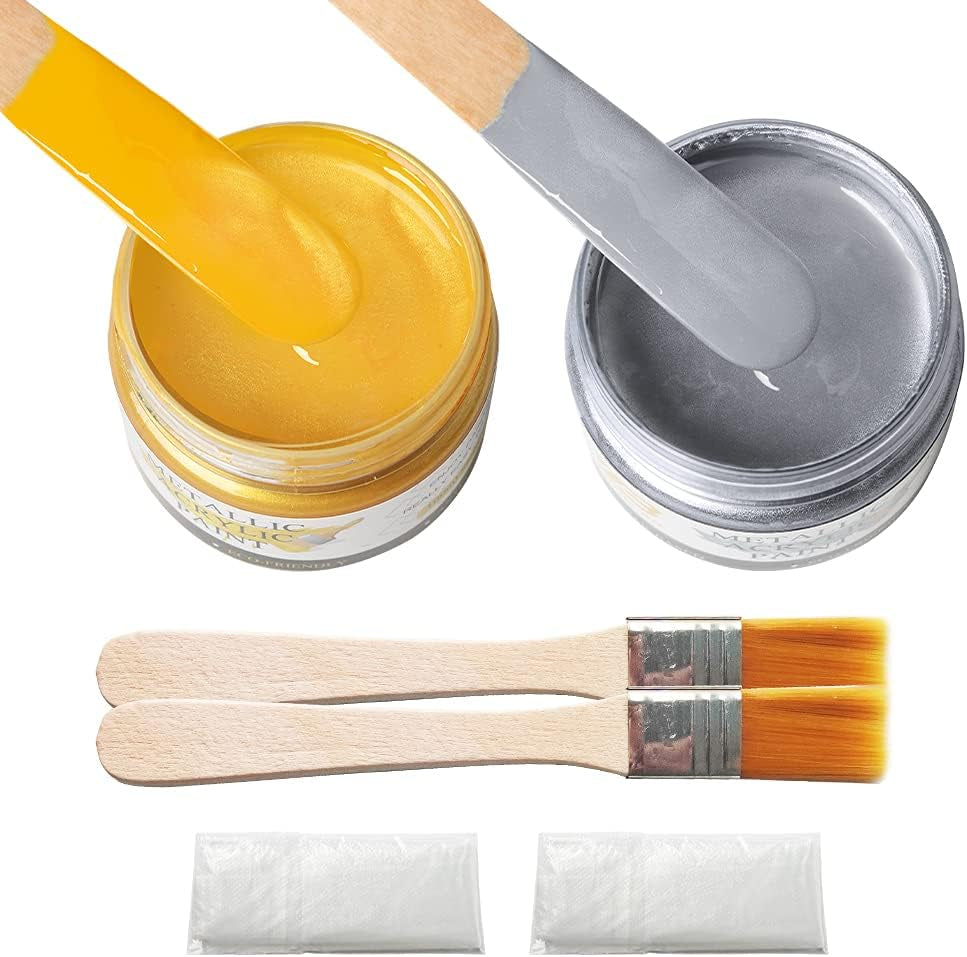 Metallic Gold Acrylic Paint, 100Ml Gold Paint, Gold Leaf Paint for Metal, Wood, Headstone, Painting, Non Toxic Non Fading
