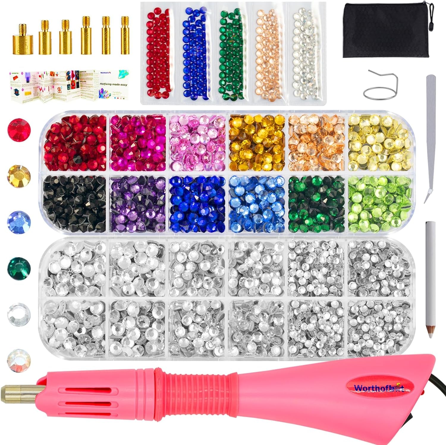 Hotfix Applicator Tool, Hot Fix Tool, Hotfix Rhinestones Applicator, Bedazzler, Hot Fix Applicator Tool Kit for Clothes, Fabric, Cardstock, Leather, Wood and Make Snowglobe Tumbler Holes