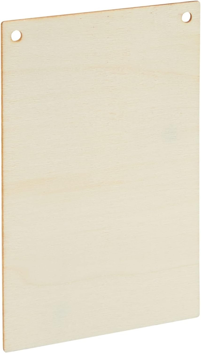50 Pack Unfinished Wood Plaque Blanks with Jute String for Crafts, DIY Party Banners, Wooden Pennants, Blank Wooden Signs for Crafts, Art Projects (3.75 X 5.75 In)