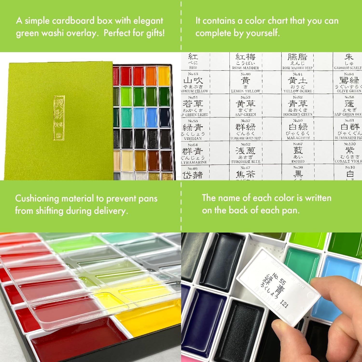 Gansai Tambi 48 Colors Set, Watercolor Paint Set, Professional-Quality for Artists and Crafters, for Adult, Ap-Certified, Made in Japan