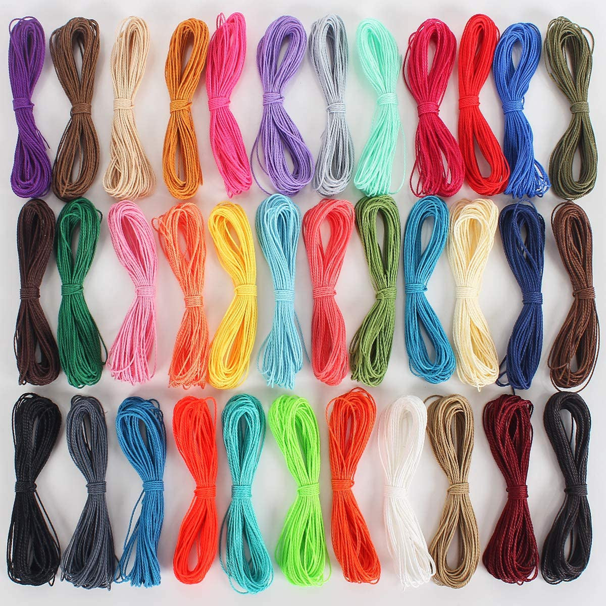 Waxed String 35 Colors 1Mm 382 Yard | Waxed Polyester Cord Wax Cotton Cord Waxed Thread for Bracelets Necklace Jewelry Making Friendship Bracelet (35 Colors)