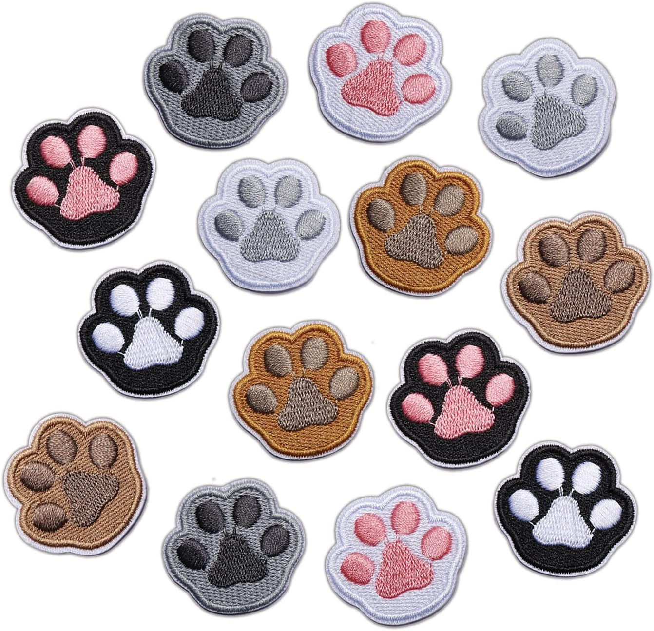 28Pcs Paw Print Patches for Clothing, Iron On/Sew on Embroidery Applique Patches, Cute Paw Decorating DIY Craft Patches for Dresses Jeans Hats Shoes Shirts Jackets Backpacks
