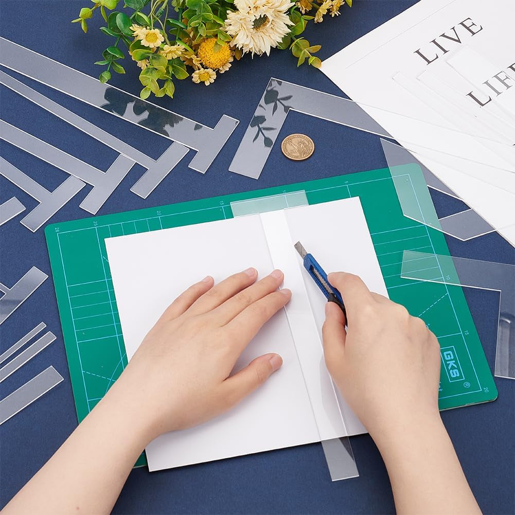 17 PCS Acrylic Bookbinding Spacer Tools, Clear Handmade Tools, Ladder & L/T Shape & Straight Edge for Making Books with Spine, Double Cover Structure, Album Cover