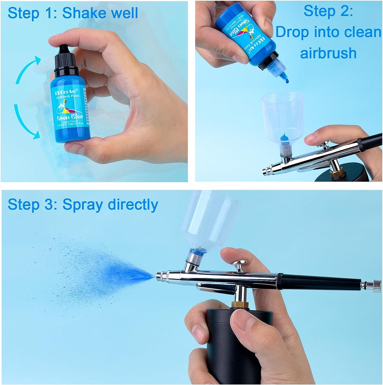 Airbrush Paint Set - 30 Colors Ready to Spray Airbrush Kit with 2 Cleaning Brush, Water Based Acrylic Air Brush Paint for Metal, Plastic Models, Artists - 0.7Fl Oz
