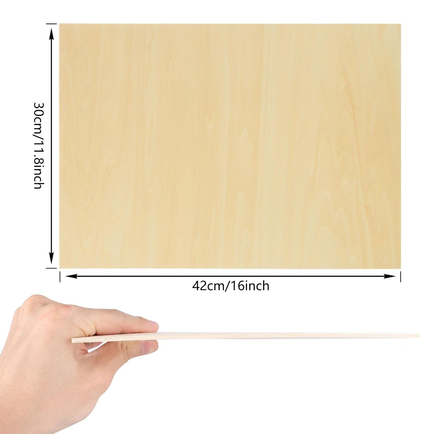 10Pcs 16 X 12 X 1/8 Inch Basswood Sheets, Unfinished Basswood Sheets, Plywood Sheet for Arts and Crafts, Painting, Pyrography, Wood Engraving, Wood Burning, Laser, Architectural Models