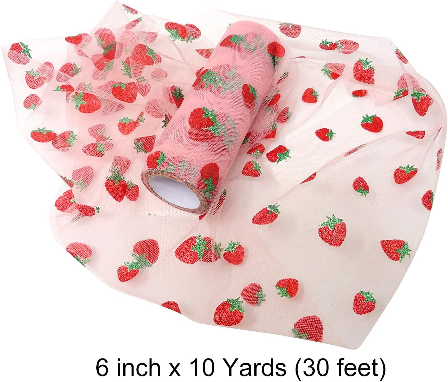 6 Inch X 10 Yards (30 Feet) Shiny Strawberry Tulle Rolls for DIY Crafts, Wedding, Baby Shower, Birthday Party Decoration (Pink)