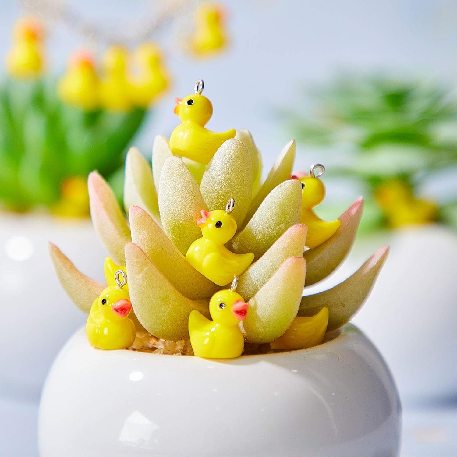 40 Pieces Mini Resin Ducks Resin Duck Charms Pendants Findings Charm DIY Duck Pendants for Bracelet Necklace Earrings Keychain Crafts