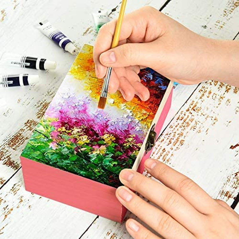 6Pcs Large Unfinished Wooden Box Rectangle Keepsake Box Stash Boxes with Hinged Lid for DIY Easter Arts Hobbies, Jewelry,6X4X2.3Inch