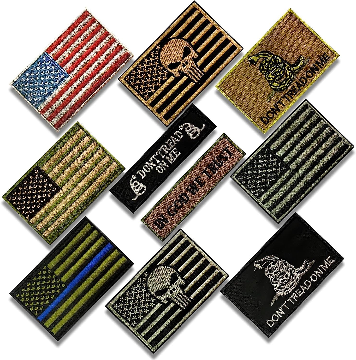 American Flag Patch, 10 Bundle-Set, Tactical Morale Military Patches of USA US for Backpacks Hat Army Gears Etc