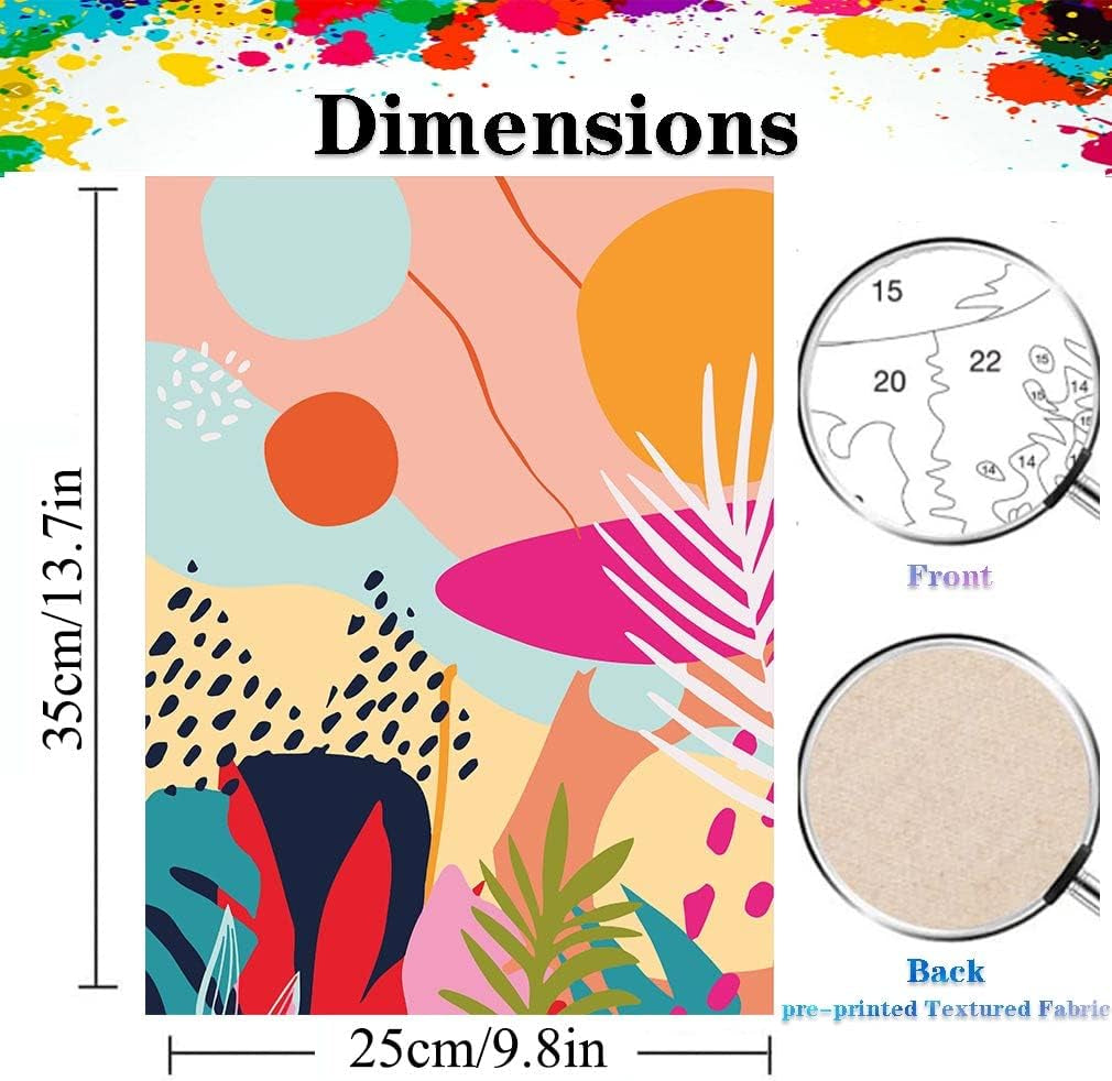 6 Pack Paint by Numbers for Adults - DIY Acrylic Painting Paint by Numbers Kits on Canvas without Frame, Simple Flower Oil Painting for Home Wall Decor 9.8X13.8Inch(25X35Cm)
