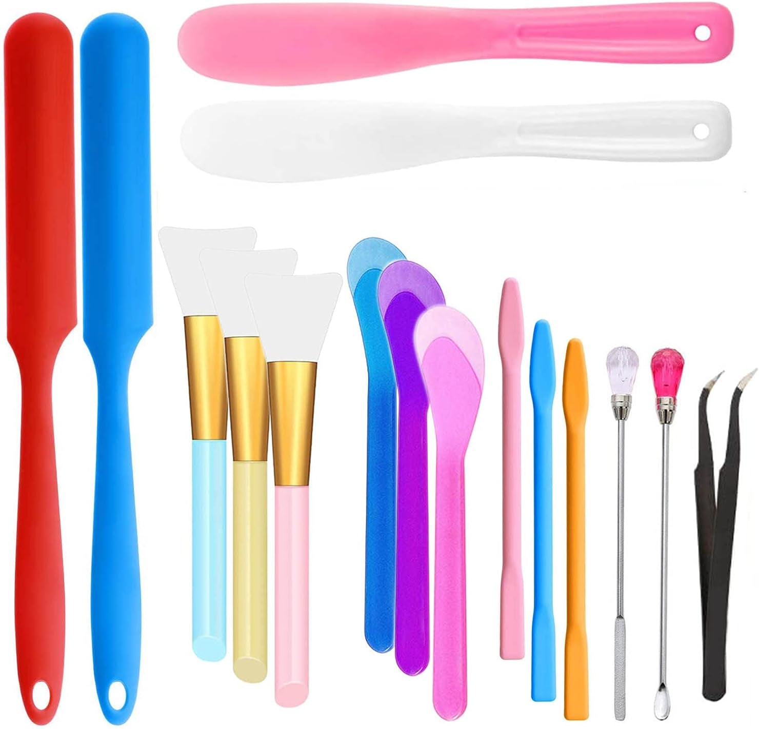 Silicone Stir Sticks Kit 16Pcs, Silicone Epoxy Brush, Silicone Stirring Tool, Mixing Spoon, Silicone Scraper DIY Crafts Tool for Resin Epoxy Liquid Paint