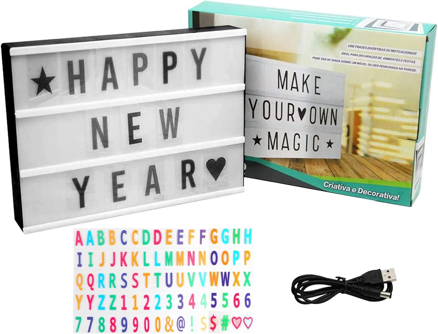 Cinema Light Box Personalized Neon Signs, Warm White Leds Lightbox with Letters, Numbers, Symbols