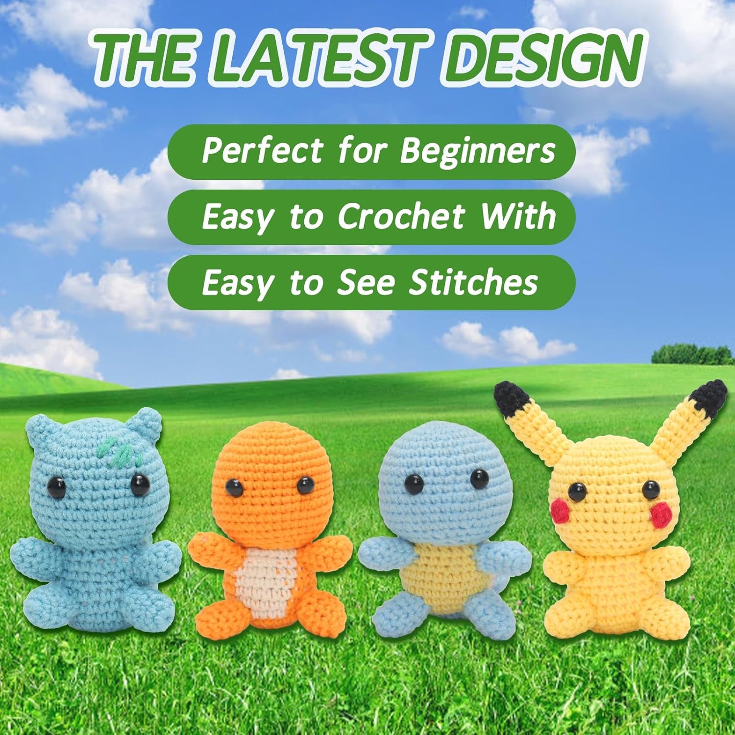 Crochet Kit for Beginners, Complete 4 PCS Cute Animals Crochet Kits for Adults with Step-By-Step Instructions and Video Tutorials - Best Knitting Birthday Gift (4P, Cute Animals)