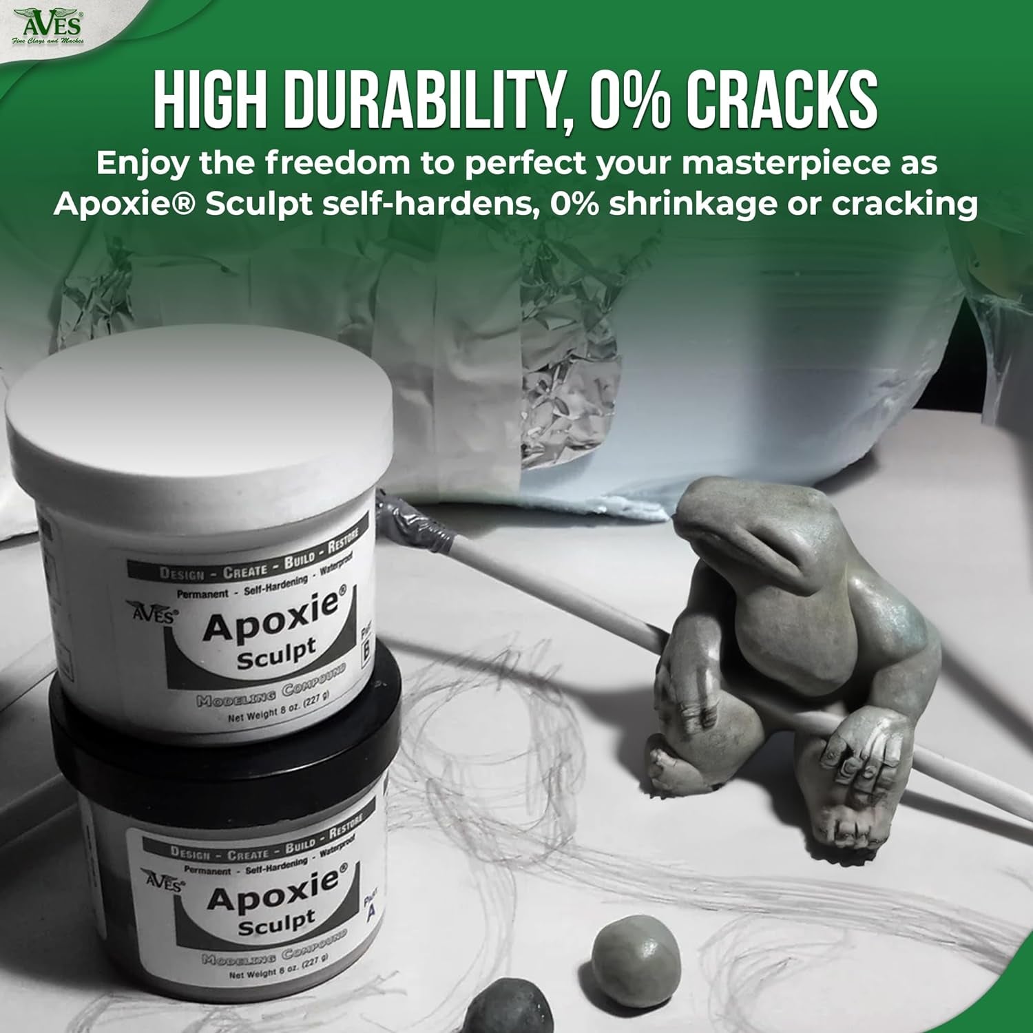 Apoxie Sculpt - 2 Part Modeling Compound (A &amp; B) - 1 Pound, White/Stone White