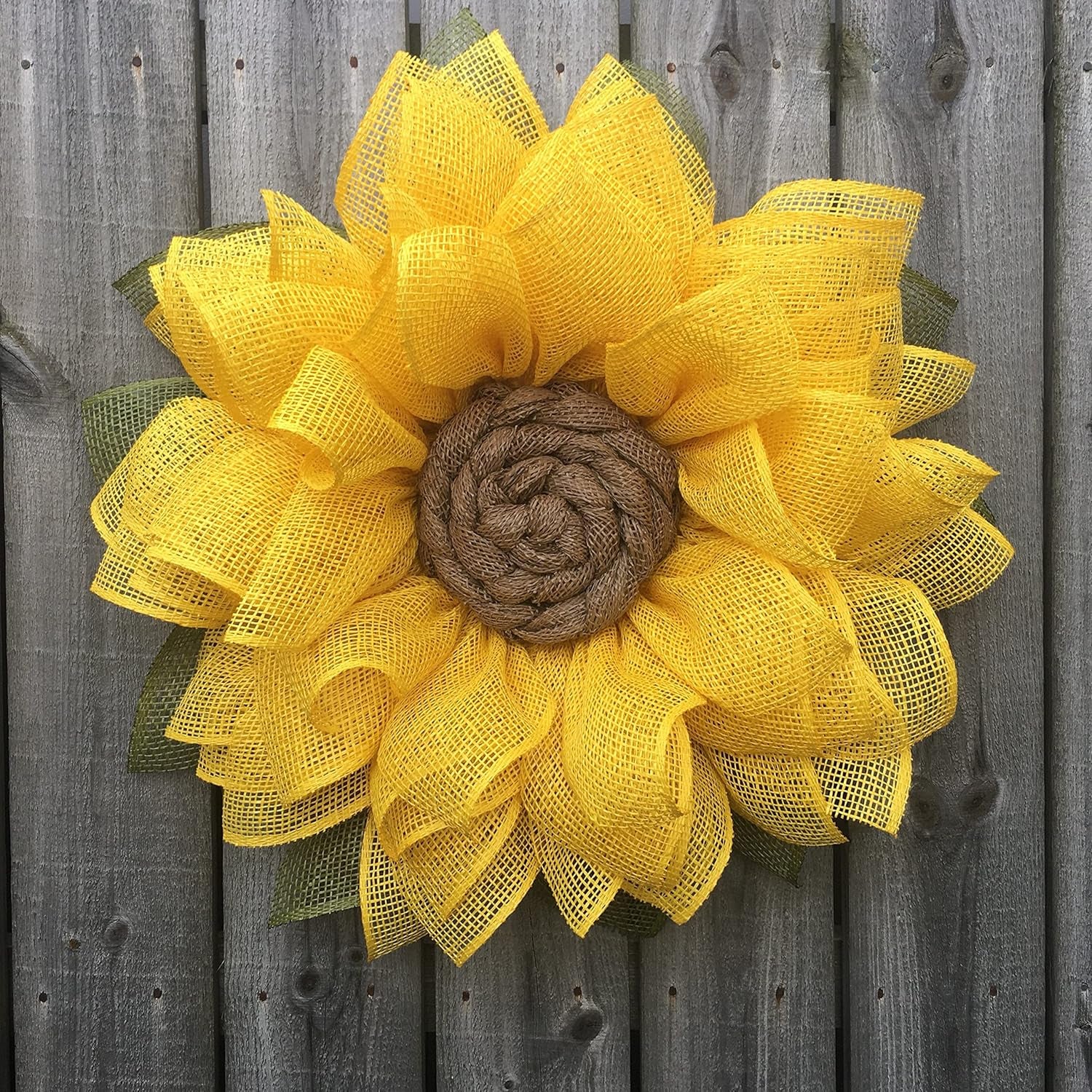 4 Rolls Poly Burlap Deco Mesh 10 Inches Kit for DIY Front Door Sunflower Wreath Zip Ties Chenille Stems Included (Yellow-Green-Burlap)