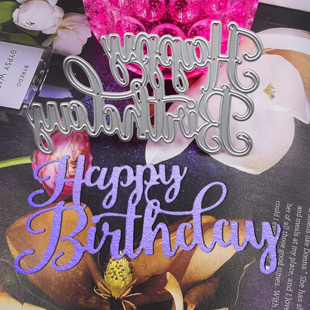 4 Set Die Cuts for Card Making,  Happy Birthday Cutting Dies Card Making Supplies DIY Die Cutters Card Making Die Stencils for Scrapbooking
