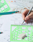 9 PCS Drawing Templates Plastic Rulers Multi-Function Measuring Rulers with French Curve Ruler,Geometric Drawings Templates Rulers Tool Set for Studying Designing and Building (Green)